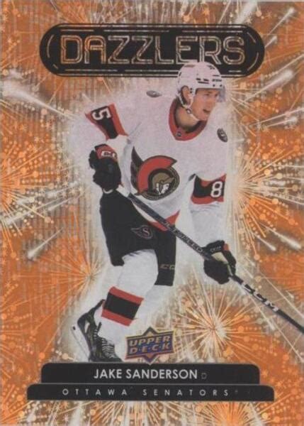 2022 23 Upper Deck Series 2 Dazzlers Orange DZ 77 Jake Sanderson RC