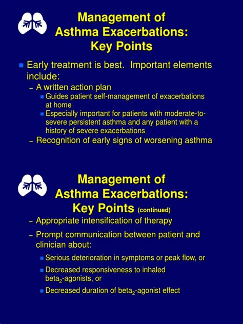 Management Of Asthma Exacerbations Key Points Early Treatment Is Best