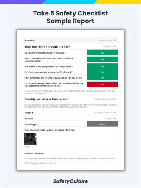 Free Take 5 Safety Checklist Pdf Safetyculture