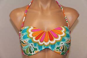 NWT Trina Turk Swimsuit Bikini Top Bra Sz 10 Strap Bandeau MLT EBay