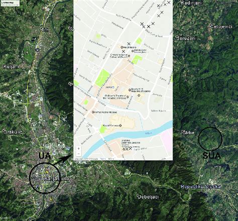 Map Of The City Of Banja Luka With Marked Sampling Areas Ua Urban Area