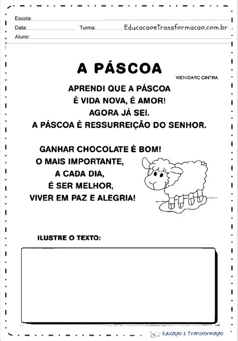 Texto Pascoa 2 Ano - Atividade com texto sobre Páscoa – Educação e Transformação