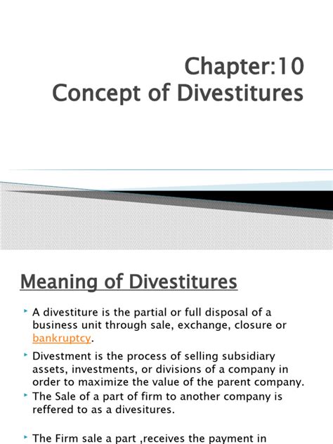 Chapter 5 Divestiture | PDF | Mergers And Acquisitions | Divestment