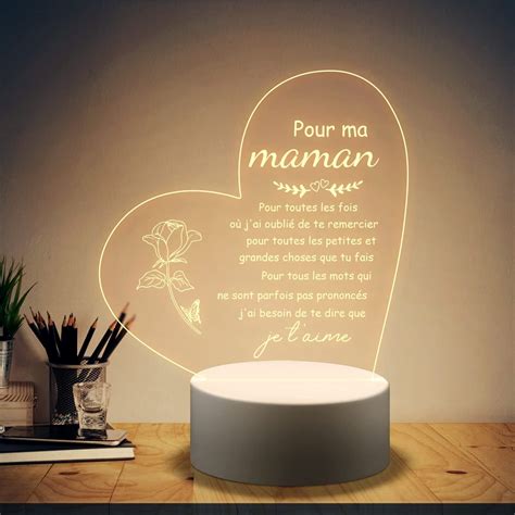 Welsky Cadeau Maman Led Veilleuse En Acrylique Cadeaux Cadeau Fete Des