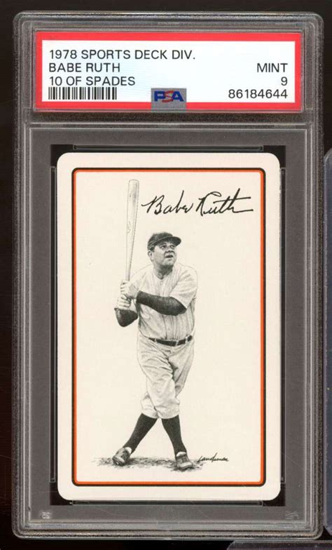 Babe Ruth Card 1978 Sports Deck Division 10 Of Spades Nno PSA 9 Walmart