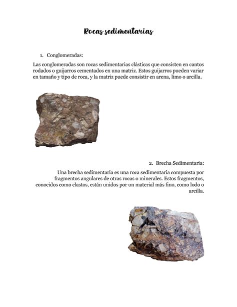 Rocas Sedimentarias Estos Guijarros Pueden Variar En Tama O Y Tipo De