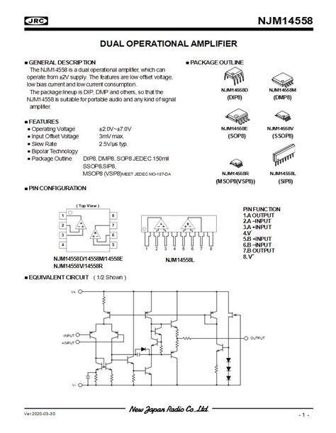 Jrc Dual Operational Amplifier Equivalent Pinout Off