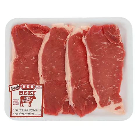 H E B Beef New York Strip Steak Bone In USDA Select