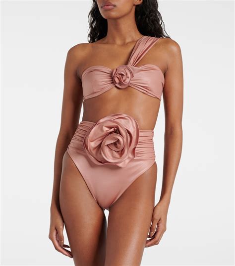 Floral appliqué bikini top in pink Magda Butrym Mytheresa