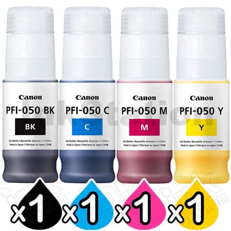 Canon Pack Genuine Pfi Ink Bottles Combo Bk C M Y Ink