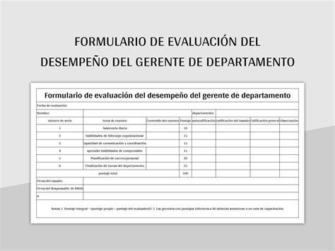 Plantilla De Formato Excel Formulario De Evaluaci N Del Desempe O Del