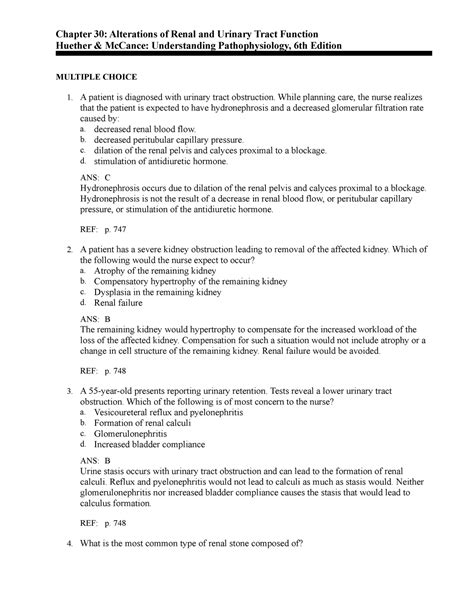 Understanding Pathophsiology Chapter 30 Alterations Of Renal And