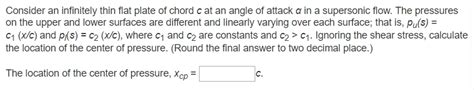 Solved Consider An Infinitely Thin Flat Plate Of Chord C At Chegg