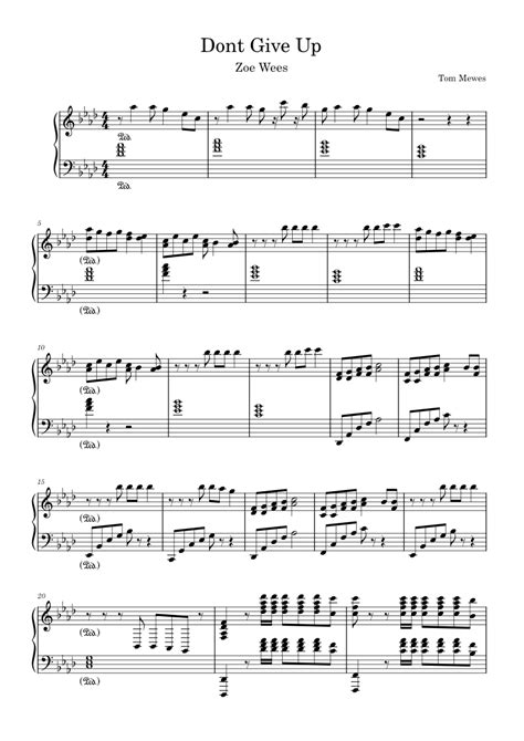 Dont Give Up Zoe Wees Dont Give Up Sheet Music For Piano Solo