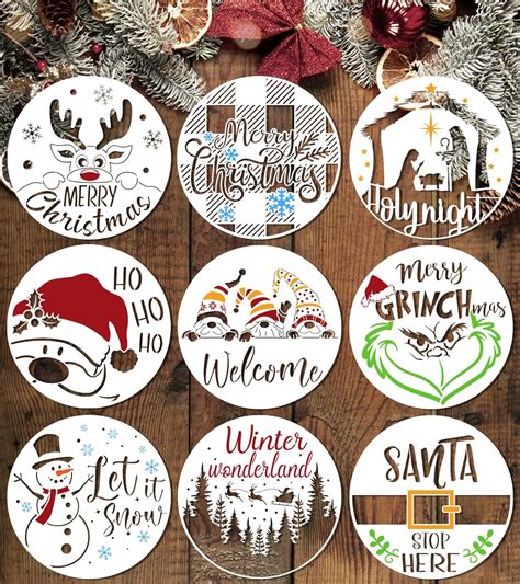 Pcs Christmas Stencils Reusable X Inch Round Large Christmas