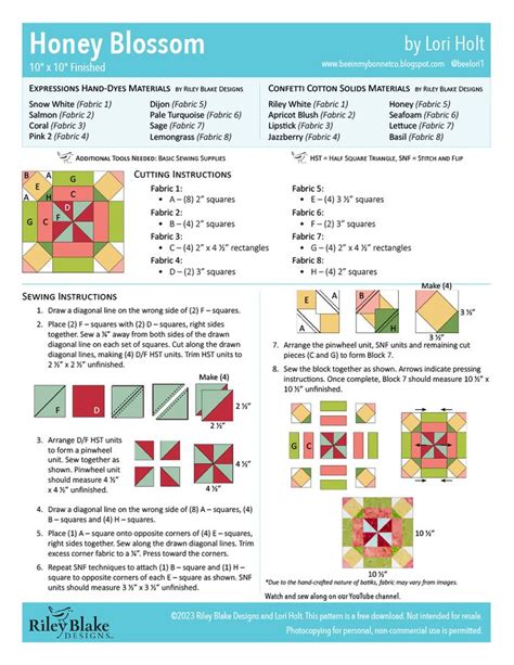 2023 RBD Block Challenge Patterns Riley Blake Designs Quilt Block