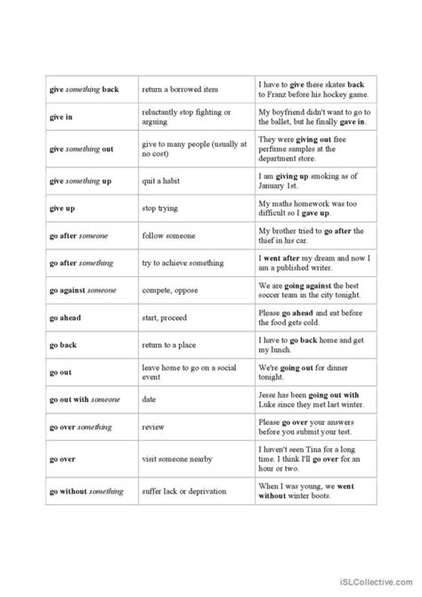 Phrasal Verb List General Gramma English ESL Worksheets Pdf Doc