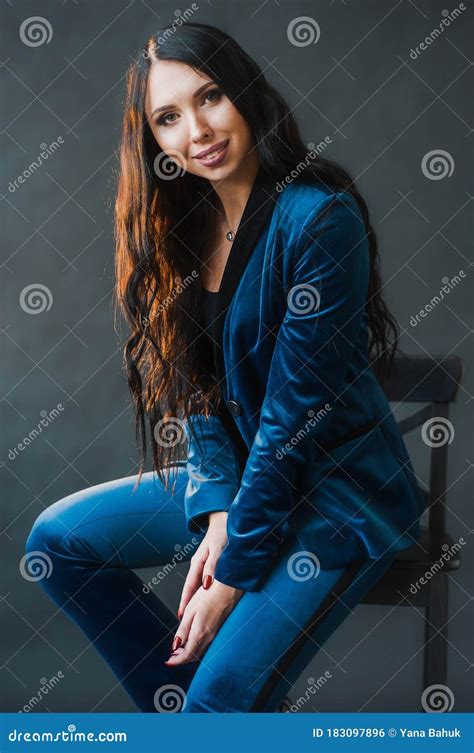 Beautiful Woman Long Brunette Hair Wear Skinny Fashion Lather Black Pants And Will Organic