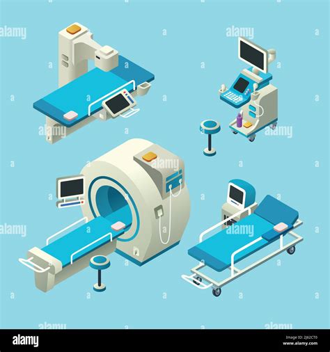 Vector Isometric Medical Diagnostic Equipment Set 3d Illustration