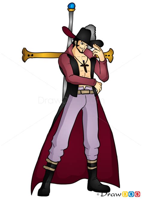 How To Draw Dracule Mihawk One Piece Easy Cartoon Drawings Easy