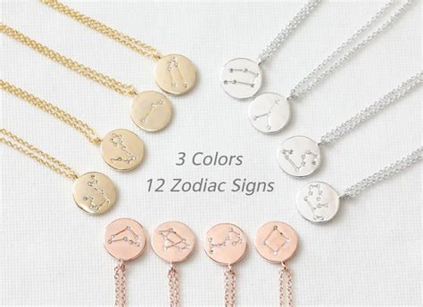 12 Zodiac Signs Necklace Constellation Necklace Dainty Etsy