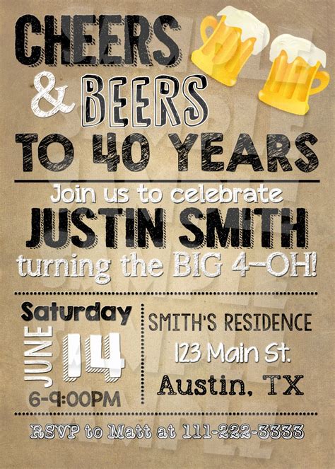 CHEER And BEERS INVITATION 40th Birthday Etsy 40th Birthday