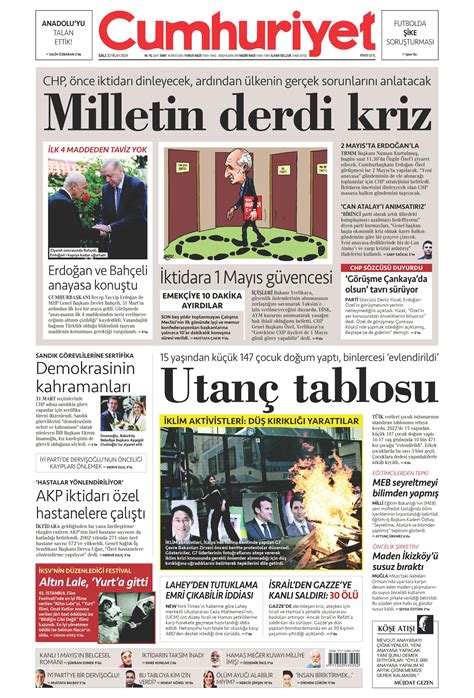 Cumhuriyet Gazetesi Nisan Sal G N Man Eti