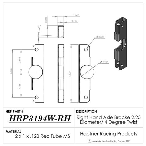 Non Wing Axle RH Bracket Hepfner Racing Products