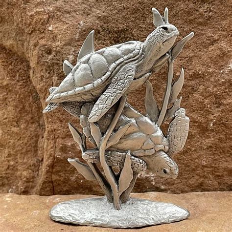 Sea Turtle Pewter Figurine Etsy In Turtle Sculpture Sculpture