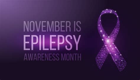 Epilepsy Awareness Month Concept Banner Template With Purple Ribbon