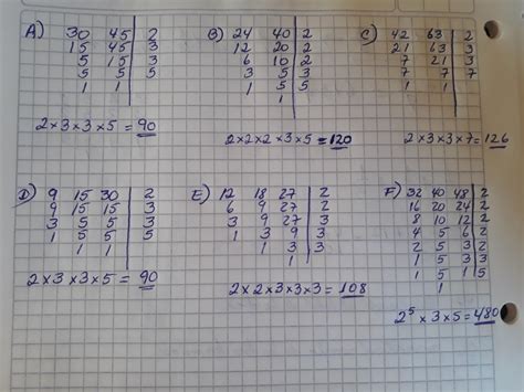 Calcular El Mcm De Los Siguientes Números A 30 Y 45 B 24 Y 40 C 42 Y 63 D 9 15 Y 30 E