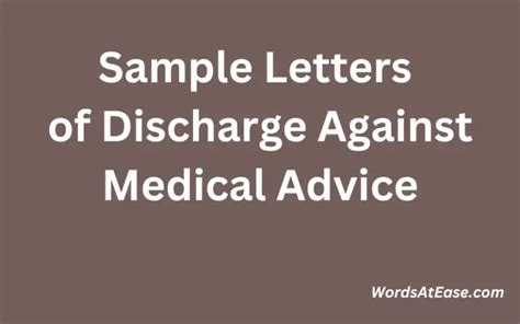 15 Sample Letters Of Discharge Against Medical Advice Words At Ease