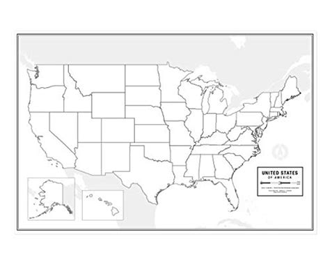 Large Blank United States Outline Map Poster, Laminated, 36 x 24 ...