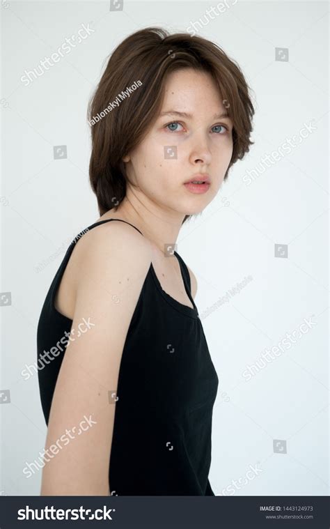 Beautiful Sexy Brunette Girl Black Tshirt Stock Photo Shutterstock