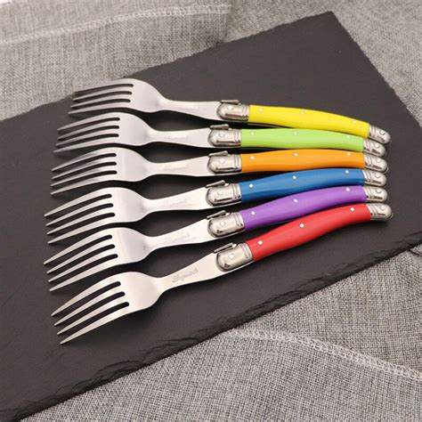 Laguiole Steak Vorken Rainbow Diner Vork Set Kleur Grandado