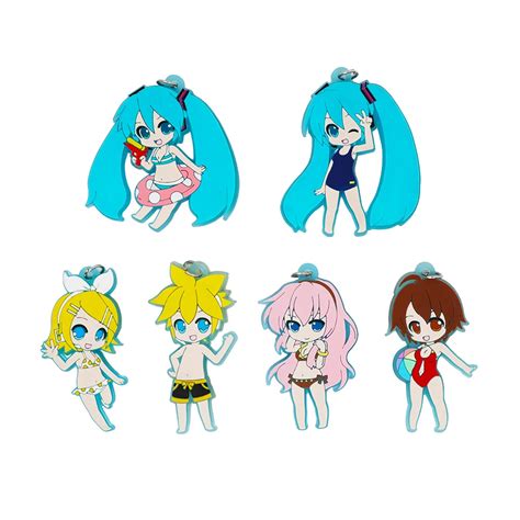 Vocaloid 2 Game Hatsune Miku Kagamine Rin Len Luka Meiko Summer Swimsuit Rubber Strap Keychain