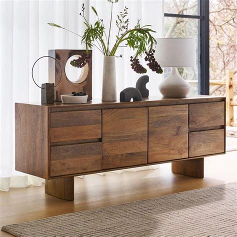 Anton Solid Wood Media Console (173 cm) | Wood media console, Zen table ...