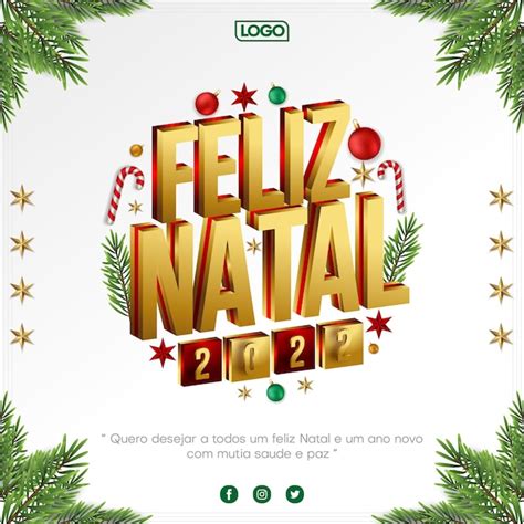 Premium Vector | Greeting design for merry christmas in portuguese