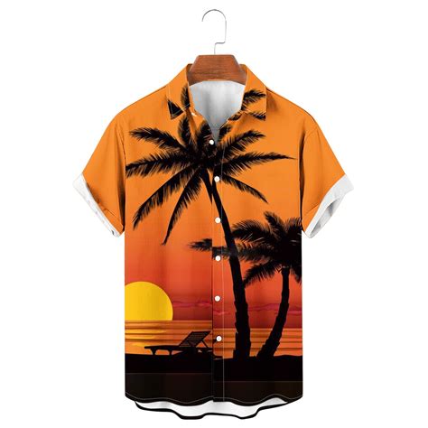 Waenqinla Mens Hawaiian Shirts Summer Tropical Palm Tree Graphic Beach