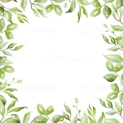 Watercolor Greenery Frame Png