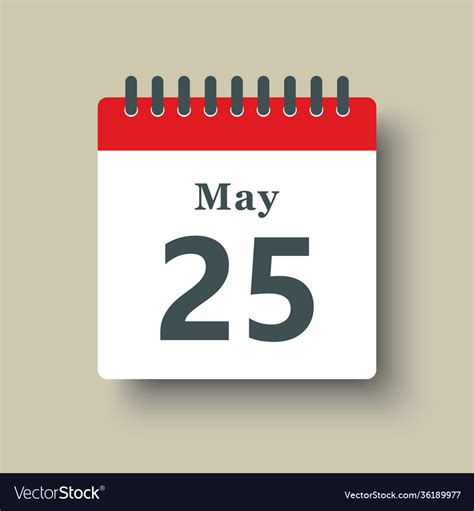 Icon Day Date 25 May Template Calendar Page Vector Image