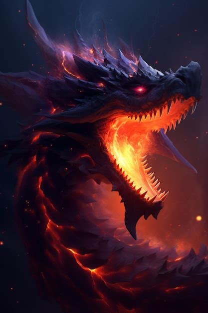 Premium AI Image | Dragon with glowing eyes and a red glowing eye.