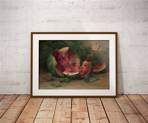 Cracked Watermelon Old Painting Ca. 1890, Digital Download, Watermelon ...