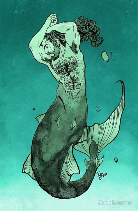 Merman By Zach Brunner Mermaid Drawings Mermaid Art Mermaids And Mermen