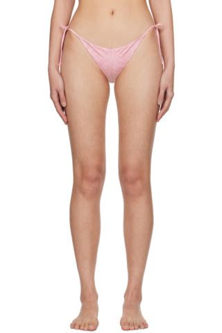 Pink Barocco Bikini Bottom By Versace Underwear On Sale