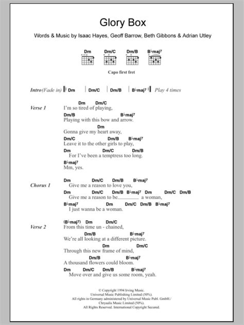 Glory Box by Portishead - Guitar Chords/Lyrics - Guitar Instructor