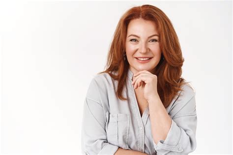 Premium Photo Good Looking Sincere Redhead Mature Female Listen