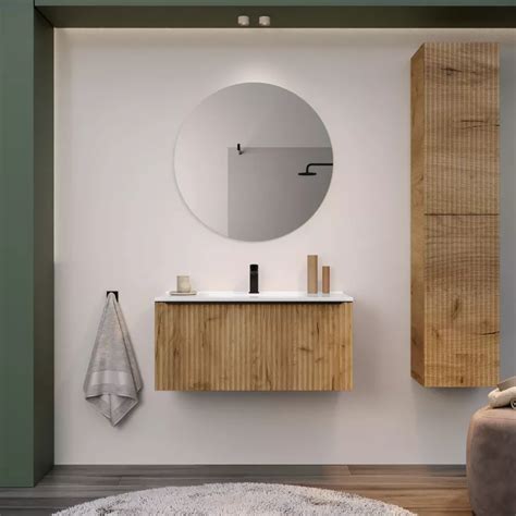 Mobile Bagno Sospeso Cm Con Cassetto Rovere Africa Effetto