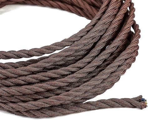 Meters Core Brown Braided Electrical Cable Vintage Antique Cloth