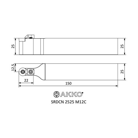 SRDCN 2525 M12C S SYSTEM EXTERNAL TURNING TOOLHOLDERS AKKO METAL